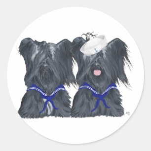 Sticker Rond Deux marins terriers de Skye