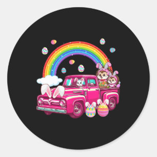 Sticker Rond Deux Mignons Hérisson De Lapin Sur Camion Chasse P