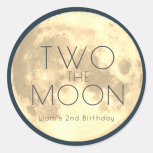 Sticker Rond Deux Moon Navy Blue Boy 2e anniversaire