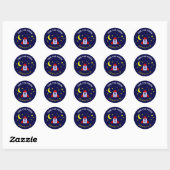 Sticker Rond Deux Moon Space Rocket Ship 2e anniversaire (Feuille)