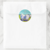 Sticker Rond Deux Moutons En Champ (Sac)