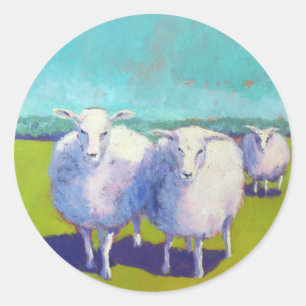 Sticker Rond Deux Moutons En Champ