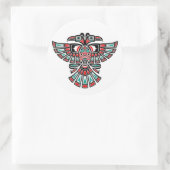 Sticker Rond Deux oiseaux haïdas en tête sur blanc (Sac)