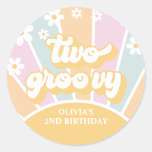 Sticker Rond Deux pastels groovy rétro soleil marguerite boho
