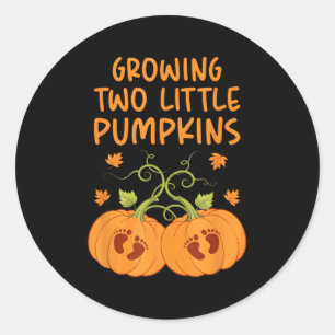 Sticker Rond Deux petites citrouilles jumelles Halloween automn