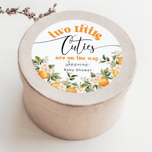 Sticker Rond Deux petites cuites baby shower oranges