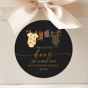 Sticker Rond Deux petits diables sont presque là ! Baby Shower