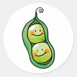 Sticker Rond Deux petits pois dans un pod, baby shower jumeau