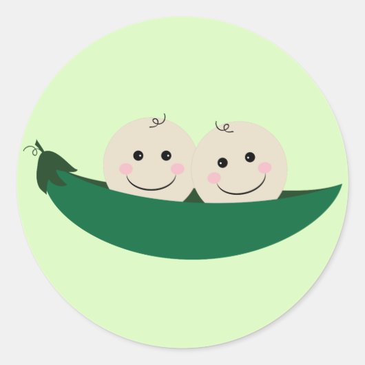 Sticker Rond Deux petits pois dans un pod Twins Baby (Devant)