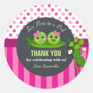 Sticker Rond Deux petits pois dans une cosse Jumeaux Baby Showe