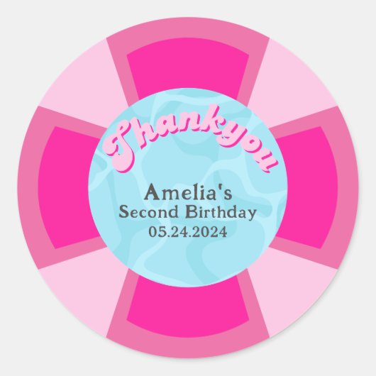 Sticker Rond Deux piscines tropicales cool été Anniversaire (Devant)