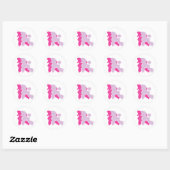 Sticker Rond Deux Poodle roses (Feuille)