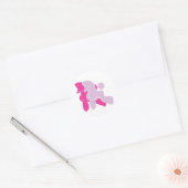 Sticker Rond Deux Poodle roses (Enveloppe)