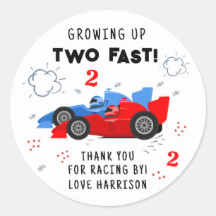 Sticker Rond Deux Rapides 2e Anniversaire Enfants Racing Voitur