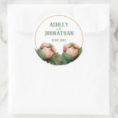 Sticker Rond Deux Roses avec cercle d'or (Sac)