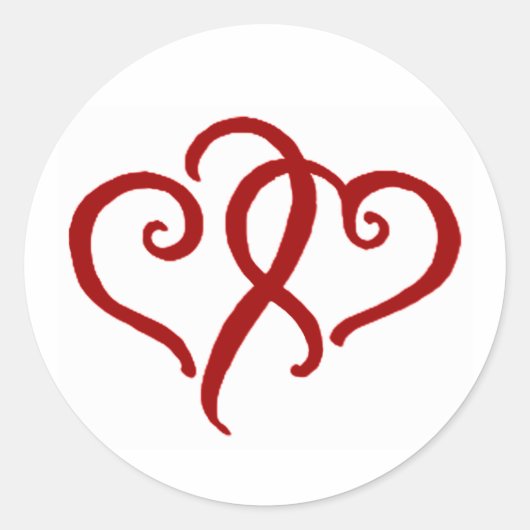 Sticker Rond Deux simples coeurs rouges (Devant)