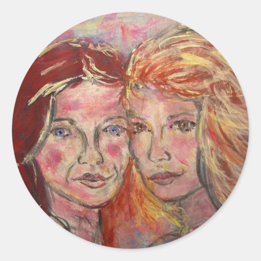 Sticker Rond deux soeurs (Devant)