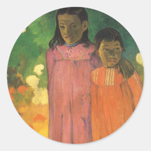 Sticker Rond Deux Sœurs par Paul Gauguin, Beaux-Arts Anciens