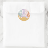Sticker Rond Deux Sunshine Retro Super Rainbow Daisy (Sac)