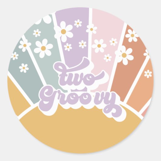 Sticker Rond Deux Sunshine Retro Super Rainbow Daisy (Devant)