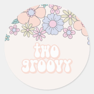 Sticker Rond Deux Super Retro pastel Floral 2ème anniversaire