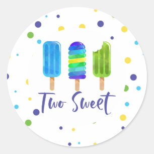 Sticker Rond Deux Sweet 2e Anniversaire bleu vert