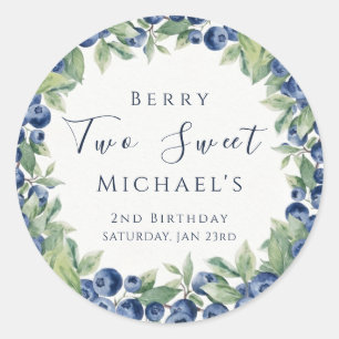 Sticker Rond Deux Sweet Berry Blueberry 2e Anniversaire Garçon