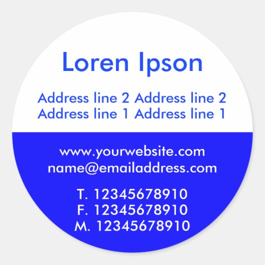 Sticker Rond Deux tons bleu et blanc Affaires / Profil (Devant)