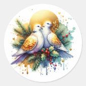 Sticker Rond Deux tourterelles | 12 Jours de Noël (Devant)