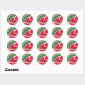 Sticker Rond Deux tranches de pastèque (Feuille)