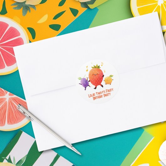 Sticker Rond Deux tti Fruity 2e Anniversaire Enveloppe de fête