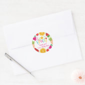 Sticker Rond Deux-tti Frutti Girl's 2nd Birthday Merci (Enveloppe)