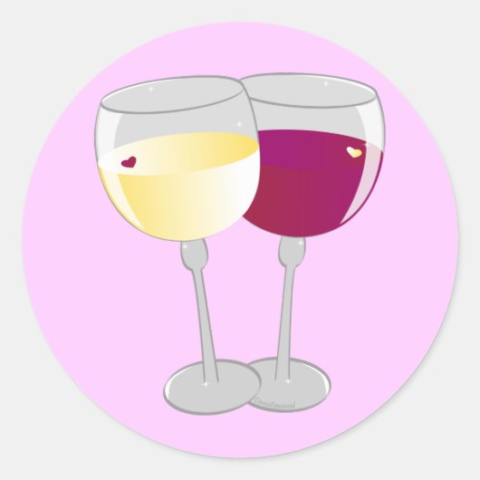 Sticker Rond Deux verres de vin (Devant)