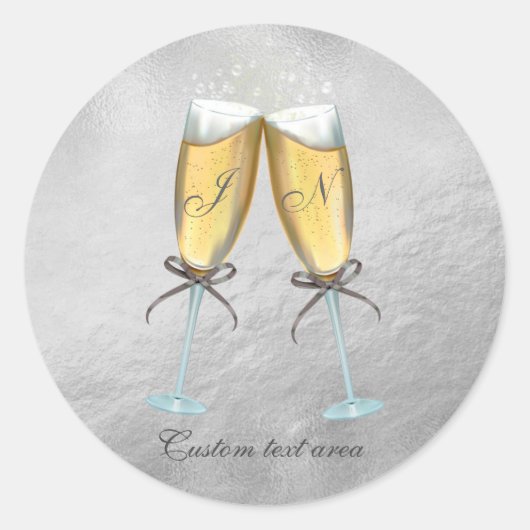 Sticker Rond Deux verres Faux Foil Bubbly sur mesure (Devant)