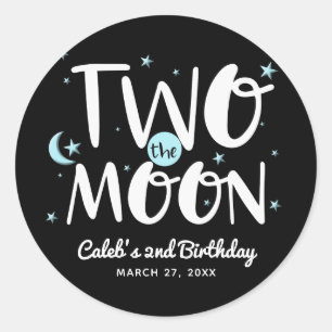 Sticker Rond DEUX VERS LA LUNE Fête d'anniversaire de vaisseau