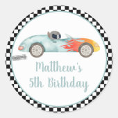 Sticker Rond Deux voitures de course rapide anniversaire (Devant)