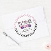 Sticker Rond Deux voitures de course rose rapide deuxième anniv (Enveloppe)