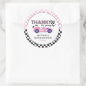 Sticker Rond Deux voitures de course rose rapide deuxième anniv (Sac)