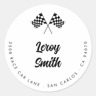 Sticker Rond Deux voitures de course Vintage rapide Anniversair