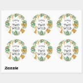 Sticker Rond Deux Wild Safari 2e fête d'anniversaire Green Gold (Feuille)