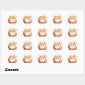 Sticker Rond Deuxième anime de chien drôle (Feuille)