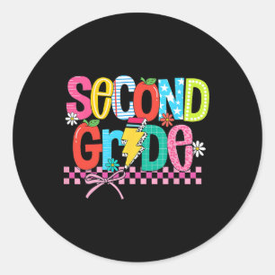 Sticker Rond Deuxième année de retour à l'école 2e année Coquet