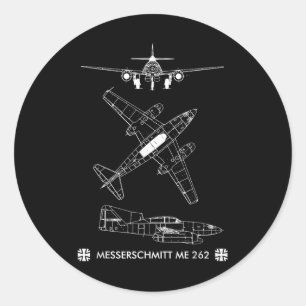 Sticker Rond Deuxième Guerre mondiale Avion allemand Me 262 Avi