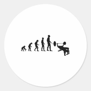 Sticker Rond Développé couché Bodybuilding Évolution drôle Forc