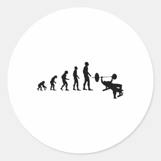 Sticker Rond Développé couché Bodybuilding Évolution drôle Forc (Devant)