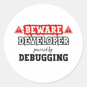 Sticker Rond Développeur optimisé par le débogage   Programmati