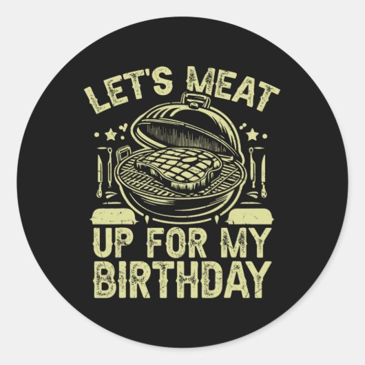 Sticker Rond Devenons-nous pour mon anniversaire Bbq Party (Devant)