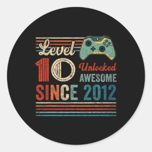 Sticker Rond Déverrouillé Niveau 10 Anniversaire 10 ans Vidéo J