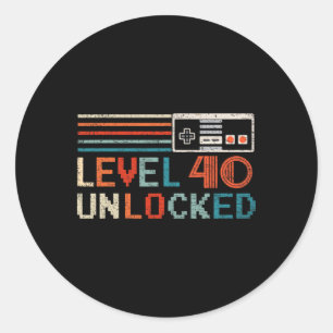 Sticker Rond Déverrouillé Niveau 40 Anniversaire de jeu vidéo g