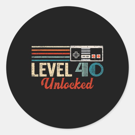 Sticker Rond Déverrouillé Niveau 40 Anniversaire de jeu vidéo g (Devant)